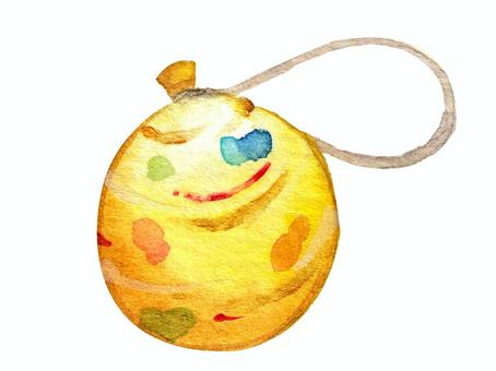 【水彩】水風船2  水風船,水ヨーヨー,ヨーヨー釣り,ヨーヨー風船,黄色,祭,夏祭り,縁日,屋台,露店のイラスト素材