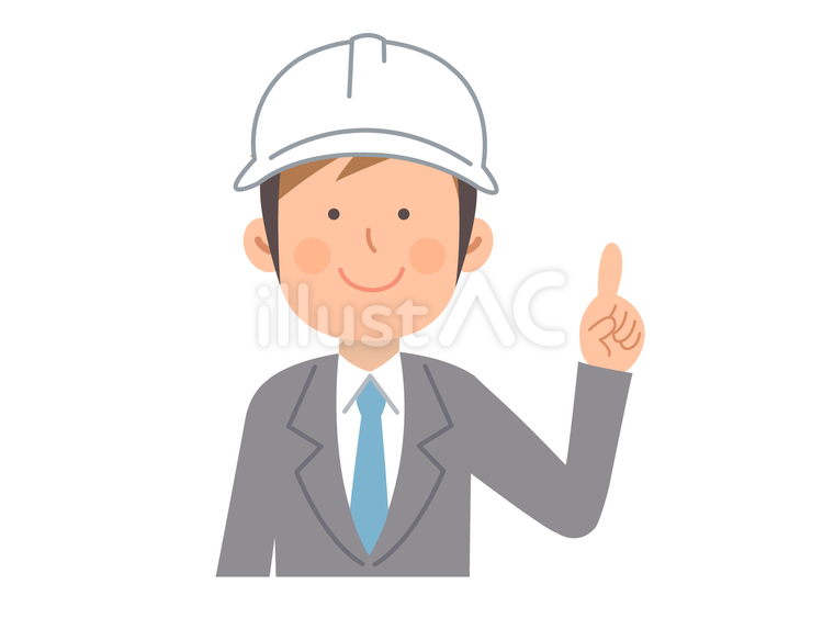 指差し建設作業員_上半身01_制服01 人物,建設作業員,ヘルメットのイラスト素材