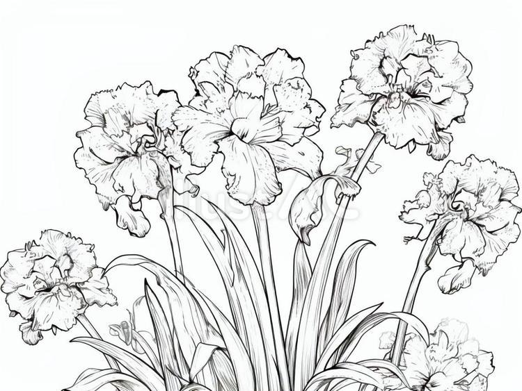 ヒヤシンス＿塗り絵 ヒヤシンス,花,植物のイラスト素材