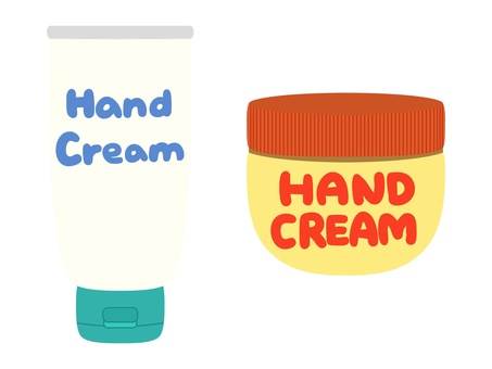 ハンドクリームセット（主線なし） ハンドクリーム,美容,保湿,化粧品,チューブ,ボトル,肌荒れ,予防,治療,医薬品のイラスト素材