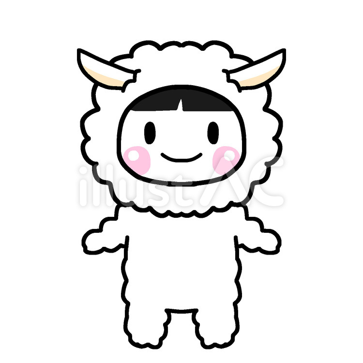 ヒツジの着ぐるみ1 ヒツジ,干支,着ぐるみのイラスト素材