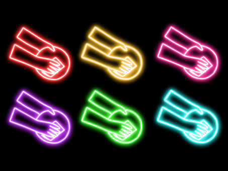 ネオンのお皿洗いする手元 皿,洗う,洗い,家事,炊事,手元,スポンジ,ゴム手袋,手書き,ネオンのイラスト素材