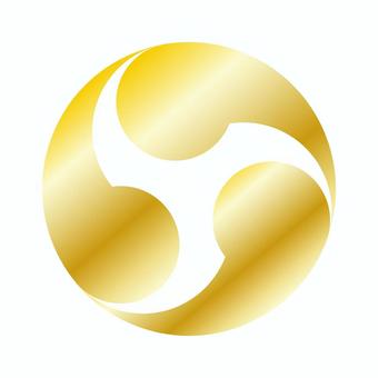 巴マーク_金 巴,巴紋,和,マーク,アイコン,太鼓,勾玉,和柄,渦,シンプルのイラスト素材