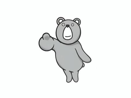何かを見つけて指差しポーズの熊(くま) 熊,動物,ユニーク,笑顔,呼ぶ,にっこり,全身,面白い,アニマル,可愛いのイラスト素材