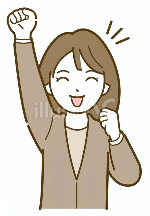 拳を上げて喜ぶ女性社員 女性,人物,ビジネスのイラスト素材