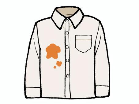 シミがついたワイシャツのイラスト シミ,汚れ,ワイシャツ,服,食べこぼし,ソース,オレンジ,おっちょこちょい,ハプニング,トラブルのイラスト素材