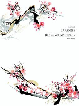 New Year's card plum blossom Japanese background 75 New Year's card plum blossom Japanese background 75