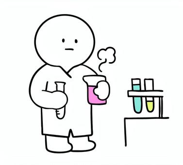 化学実験をしている棒人間 実験,試験管,研究者,棒人間,線画,キャラクター,手描き,手書き,イラスト,挿し絵のイラスト素材