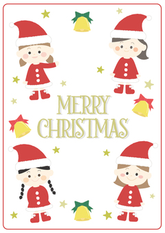 クリスマス-おんなのこサンタセット サンタクロース,サンタ,christmas,クリスマス,こども,おんなのこ,イベント,冬,メリークリスマス,幼児のイラスト素材