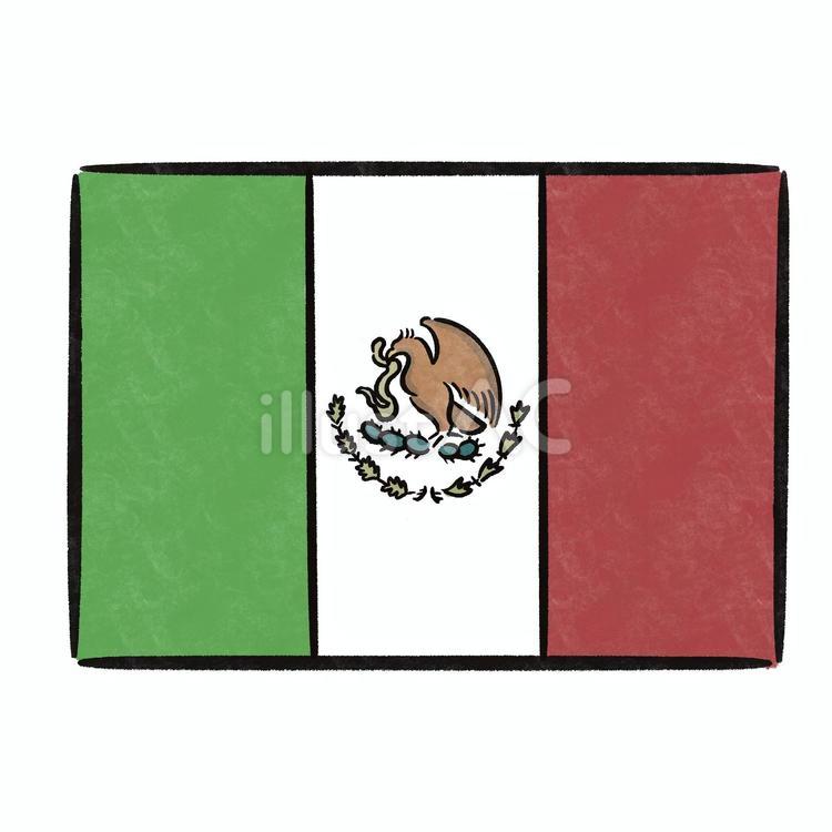 メキシコ国旗 メキシコ,国旗,手書きのイラスト素材