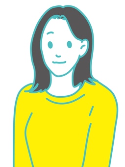 女性の上半身 女の子,可愛い,アニメ,上半身,ミドルヘア,外はね,ヘアスタイル,真ん中分け,トレーナー,スウェットのイラスト素材