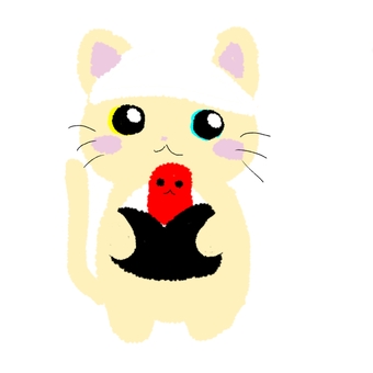 猫とたらこおにぎり 猫,たらこ,おにぎり,ゆるい,可愛い,イラストのイラスト素材