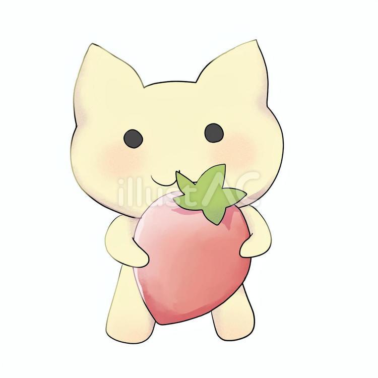 ねこといちご ねこ,いちご,かわいいのイラスト素材