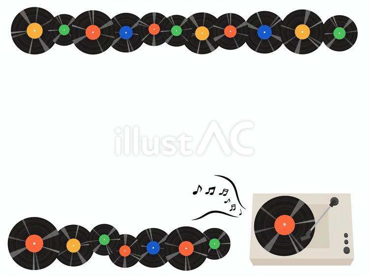 レコード盤とプレーヤーのフレーム レコード,レコード盤,フレームのイラスト素材