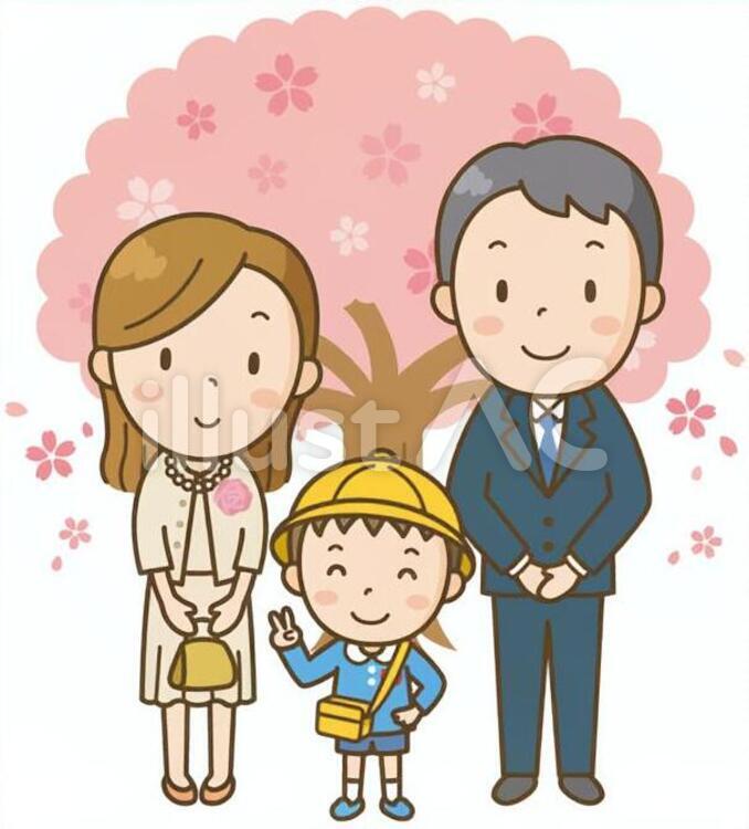 幼稚園児の入園式・卒園式 幼稚園,桜,卒園式のイラスト素材