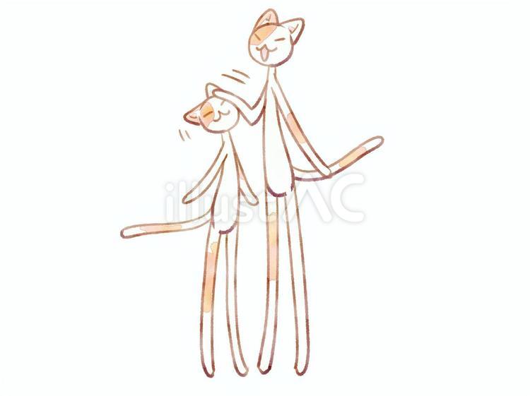 頭撫で猫 猫,可愛い,いいこいいこのイラスト素材