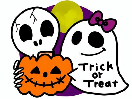 ハロウィン　お化け　ガイコツ ハロウィン,お化け,ガイコツ,ヒビ,持つ,リボン,10月,秋,イベント,月のイラスト素材