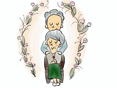 Illustration, old couple, grandpa, grandmother, 