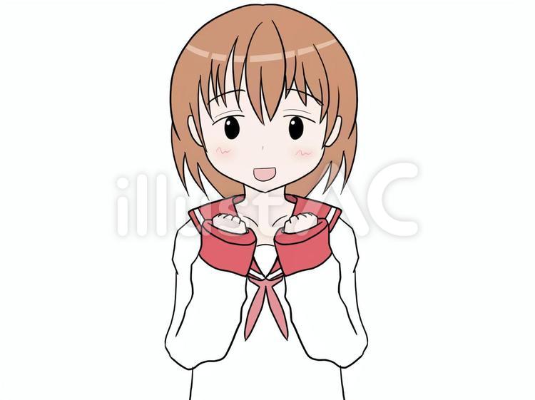 わくわくしてる女子学生 学生,制服,女の子のイラスト素材