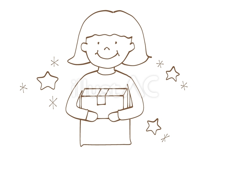 荷物を受け取る　女性 荷物,持つ,段ボールのイラスト素材