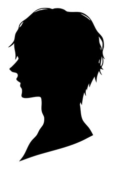 男性の横顔シルエット6 シルエット,男性,男,メンズ,青年,髪型,ヘアスタイル,ショート,パーマ,ウェーブのイラスト素材