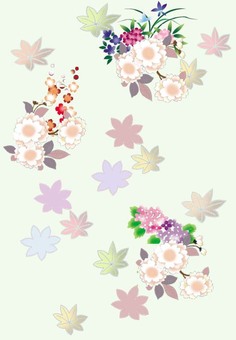 桜の花の丸と楓