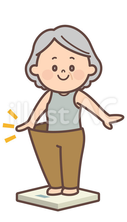 ダイエットに成功したおばあさん ダイエット,健康診断,身体測定のイラスト素材