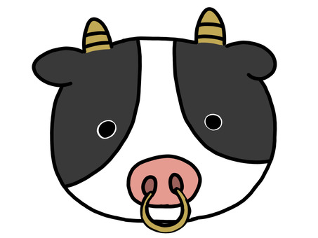 ゆるいうし 鼻輪  ゆるいうし 鼻輪 牛,うし,鼻輪,農業,肉,動物,牛乳のイラスト素材