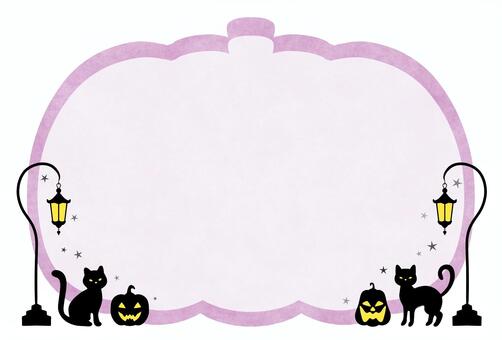 ネコのハロウィンシルエットフレーム ハロウィン,猫,ネコ,ジャックオランタン,ジャックオーランタン,かぼちゃ,かぼちゃ型,フレーム,枠,囲み枠のイラスト素材