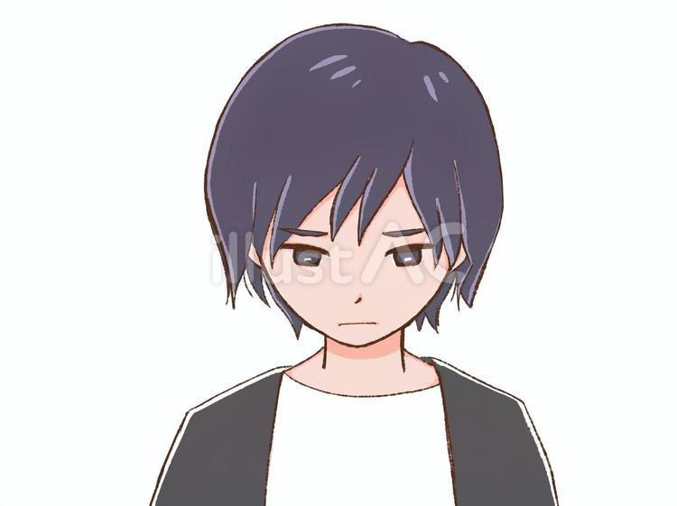 カッコいい男の子　俯く ネガティブ,俯く,落ち込むのイラスト素材