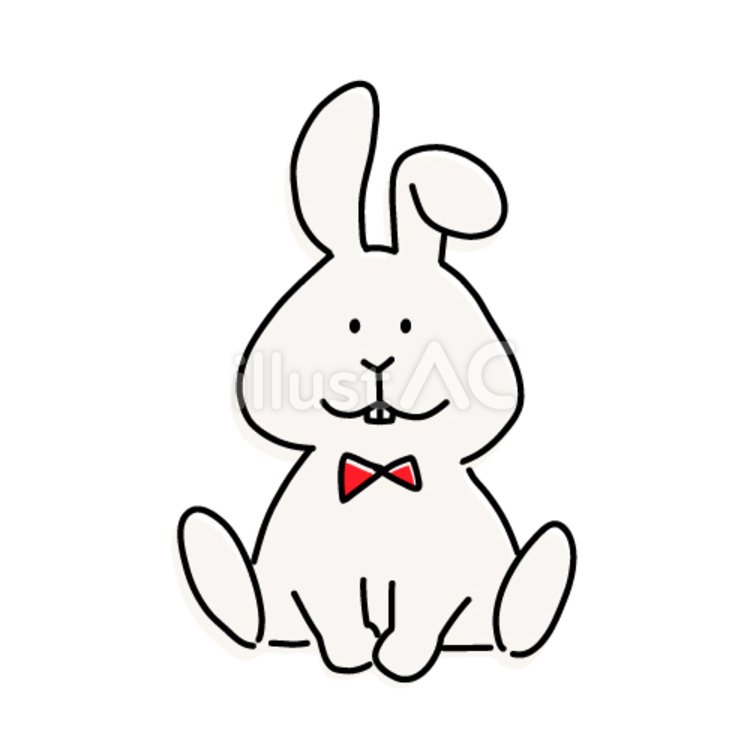 うさぎが座っているポーズのイラスト 兎,シンプル,蝶ネクタイのイラスト素材