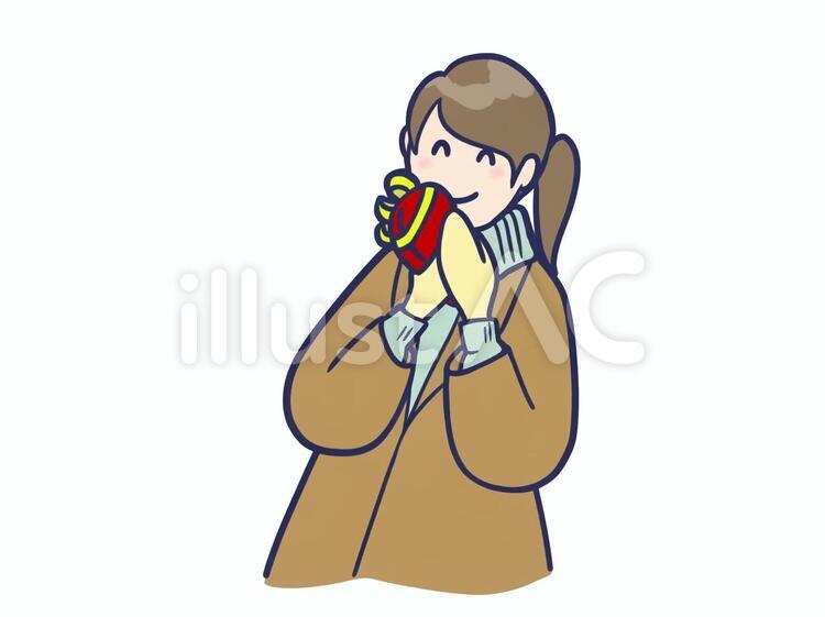 プレゼントを持つ　女性 バレンタイン,女性,プレゼントのイラスト素材