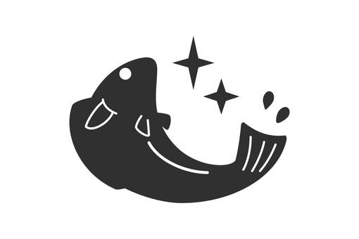 ぴちぴち反った魚アイコン 魚,新鮮,ピチピチ,獲れたて,アイコン,シンプル,カラー,キラキラ,単色,黒のイラスト素材