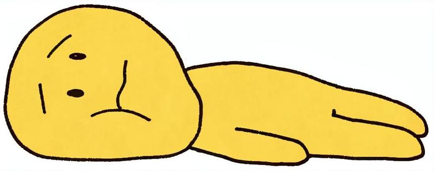やる気が出なく動けない人 だるい,夏バテ,無気力,辛い,動けない,倒れる,仰向け,体調不良,病気,疾患のイラスト素材
