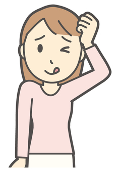  ロングヘア女性-267-バスト てへぺろ,笑顔,女性,女の子,人物,かわいい,微笑む,にっこり,ニコニコ,バストアップのイラスト素材