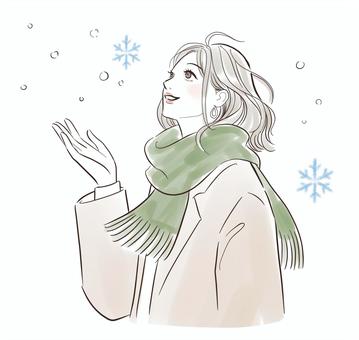 雪を見て微笑む女性 女性,微笑む,笑顔,嬉しい,季節,人物,リフレッシュ,女の子,若い,リラックスのイラスト素材