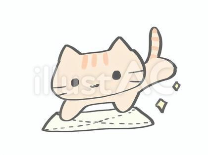 掃除をするねこ ぞうきん
