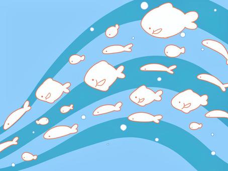 シンプルな魚群 魚,かわいい,シンプル,群れ,水色,海のイラスト素材