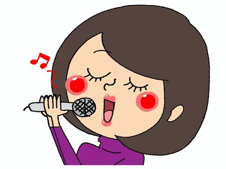 歌う女性 歌う,女性,アイドル,歌手,顔,笑顔,マイク,pop調,手描き,挿絵のイラスト素材