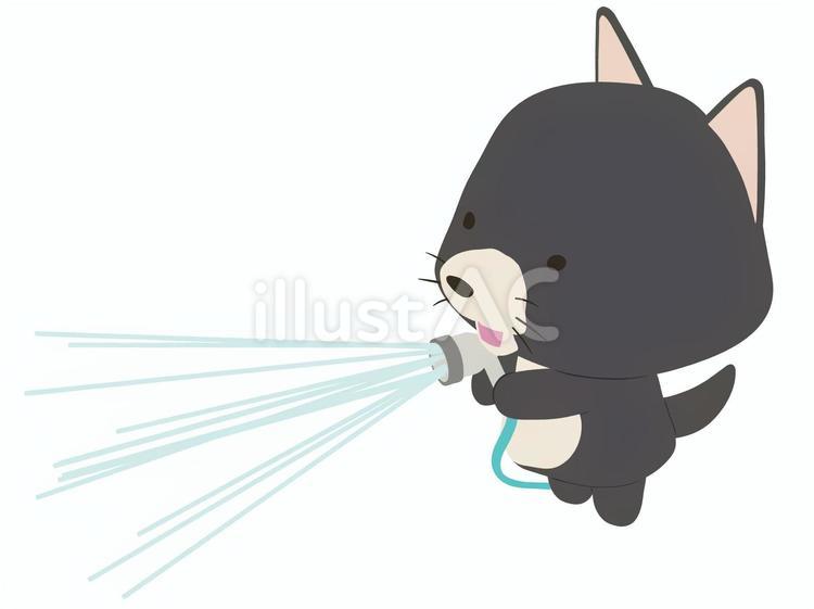水撒き_犬 水撒き,犬,笑顔のイラスト素材