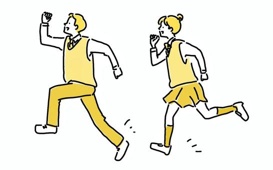 Illustration, run, jump, high school student, 
