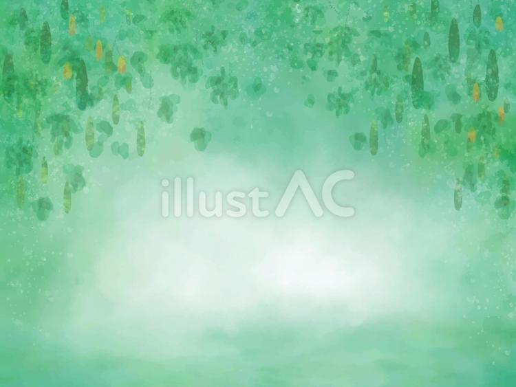 にじみたっぷり水彩　涼しげな緑のカーテン ゴーヤ,背景,水彩のイラスト素材