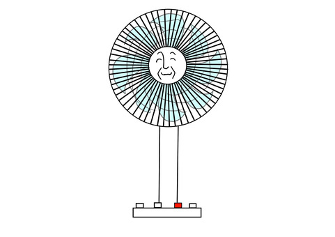 おじさん扇風機 扇風機,おじさん,家電,ファン,笑顔のイラスト素材
