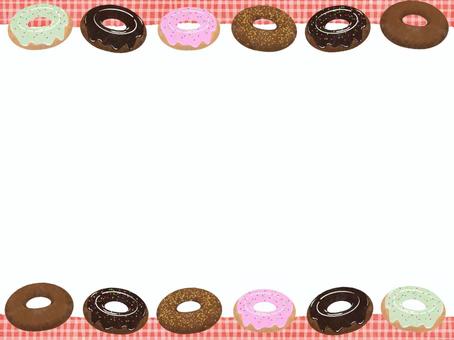 ドーナツフレーム2 フレーム,枠,飾り枠,装飾,ドーナツ,食べ物,おやつ,お菓子,洋菓子,手描きのイラスト素材