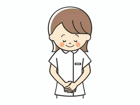 お辞儀をする女性看護師 看護師,お辞儀,お礼,挨拶,礼,お断り,笑顔,看護士,看護婦,ナースのイラスト素材