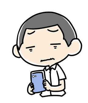 A boy who is exhausted with a smartphone, , JPG and PNG