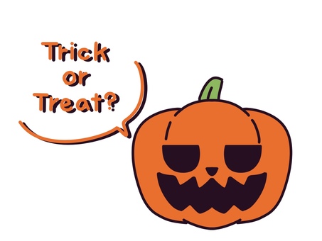 TrickorTreatとかぼちゃ trickortreat,ジャックオランタン,パンプキン,かぼちゃ,トリック・オア・トリート,ハロウィン,文字,イラスト,英語,吹き出しのイラスト素材