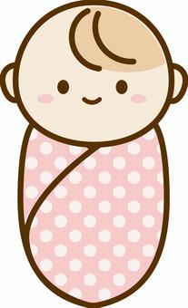 おくるみの赤ちゃん 笑顔、笑う、微笑む おくるみ,赤ちゃん,笑顔,かわいい,笑う,あかちゃん,人物,子供,アフガン,新生児のイラスト素材