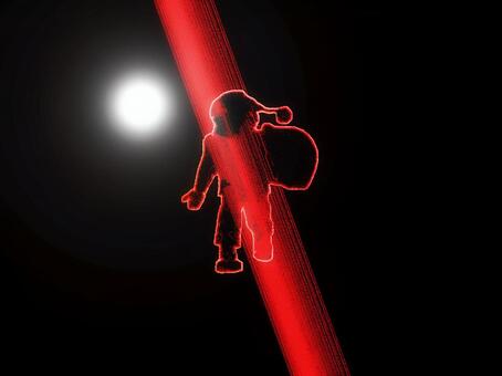 サンタのシルエット サンタクロース,シルエット,赤い,光線,赤線,ライト,スポットライト,黒背景,スラッシュ,背景のイラスト素材