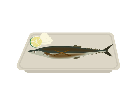 秋刀魚の塩焼き 秋刀魚,さんま,サンマ,魚,焼き魚,魚料理,塩焼き,和食,家庭料理,食欲の秋のイラスト素材